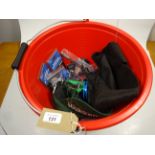 BAIT BUCKET AND CONTENTS OF FISHING ACCESSORIES