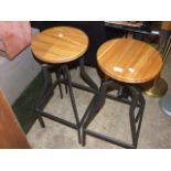 PAIR SCREW TOP METAL FRAMED STOOLS