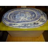 BOX OF BLUE AND WHITE CHINA,