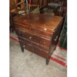 A LATE 18TH CENTURY OFFICERS CAMPAIGN CHEST IN MAHOGANY WITH LIFT LID, WRITING SLIDE,
