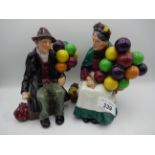 ROYAL DOULTON THE BALLOON MAN HN 1954 AND THE OLD BALLOON SELLER