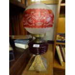 BRITISH MADE BRASS AND RED GLASS LANTERN