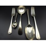MATCHING SILVER CUTLERY OLD ENGLISH PATTERN 28 (6 serving spoons, 5 desert spoons, 2 ladles,