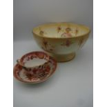 BOX OF MOSTLY CUPS AND SAUCERS PLUS CROWN DERBY BOWL A/F