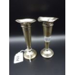 PAIR OF WEIGHTED SILVER BUD VASES BIRMINGHAM 90g GROSS