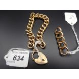 9K GOLD CHAIN BRACELET WITH 'LOCK' 21g PLUS 9K GOLD CHAIN LINK BROOCH 4g