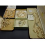 5 BOXES OF PEARLS / FAUX PEARLS