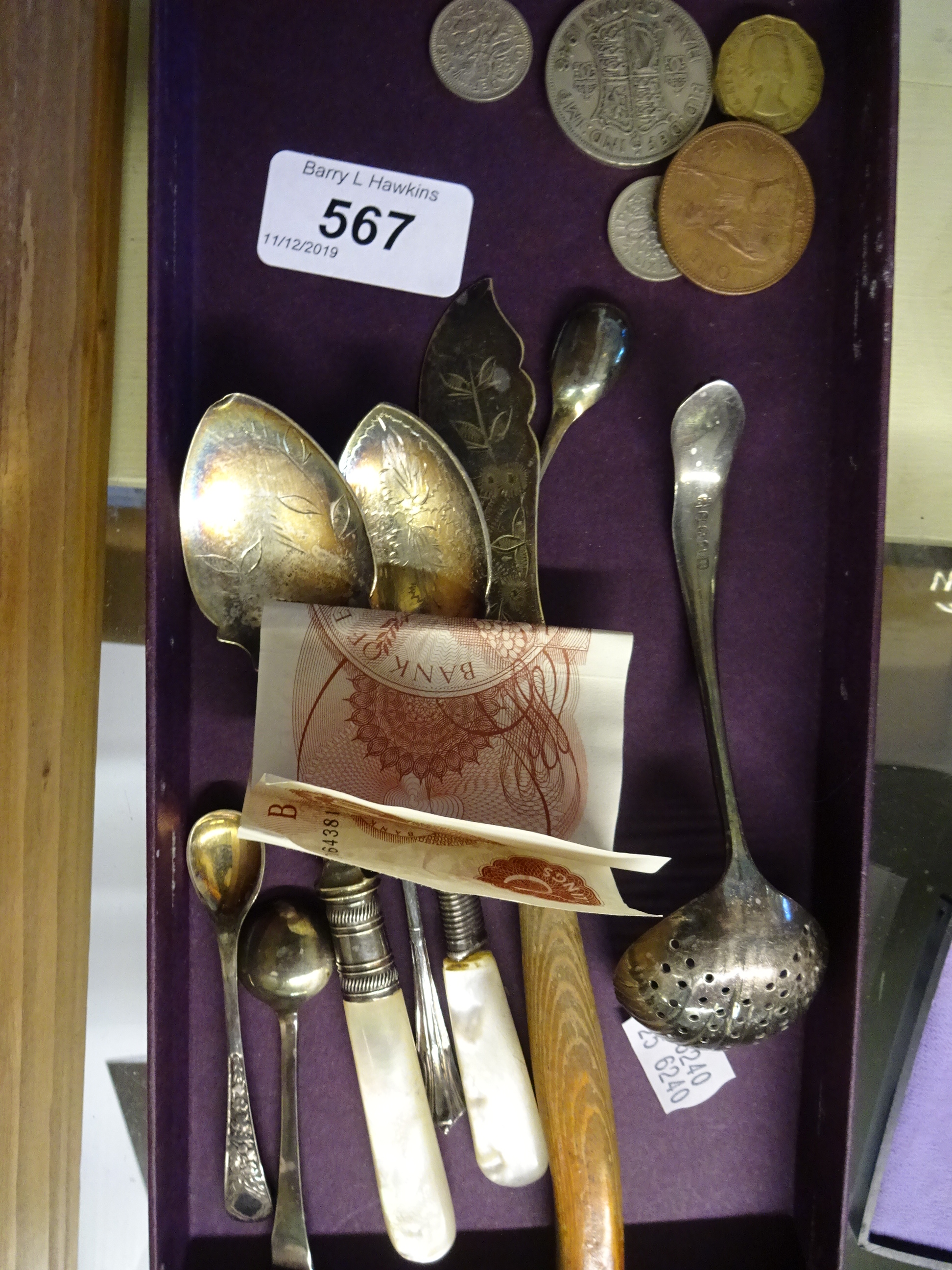 PLATED CUTLERY WITH A FEW COINS