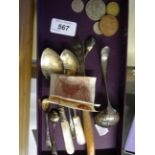 PLATED CUTLERY WITH A FEW COINS