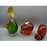 2 GLASS WEDGWOOD PAPERWEIGHTS PLUS ONE MURANO ? DUCK