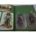 2 BOOKS OF VINTAGE POSTCARDS TOURIST MILITARY LANDMARKS ETC