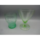 10 PIECES OF GREEN GLASS INCLUDING ART DECO COCKTAIL GLASSES