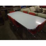 RETRO RECTANGULAR DINING TABLE & 6 CHAIR FRAMES