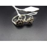 2 SILVER RINGS 925 WITH WHITE STONE CLUSTERS 3.