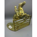 BRASS SHOW JUMPING HORSE FIGURE 25CM TALL