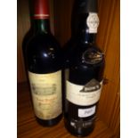 BOTTLE OF PORT AND BOTTLE OF RED WINE