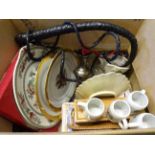 BOX OF MIXED CHINA ETC INCLUDING WHIP