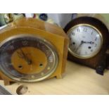 2 SMITHS KEY WIND MANTLE CLOCKS,