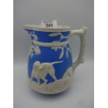 MID 19TH CENTURY HUNTING THEMED JUG WEDGWOOD STYLE 15CM TALL