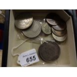 2 VICTORIAN CROWNS AND OTHER COINS