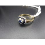 9CT GOLD RING WITH WHITE AND BLUE STONE CLUSTER IN HEART SHAPE 3.