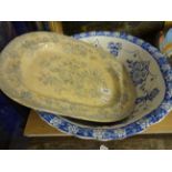 BLUE AND WHITE SERVING DISH AND BOWL