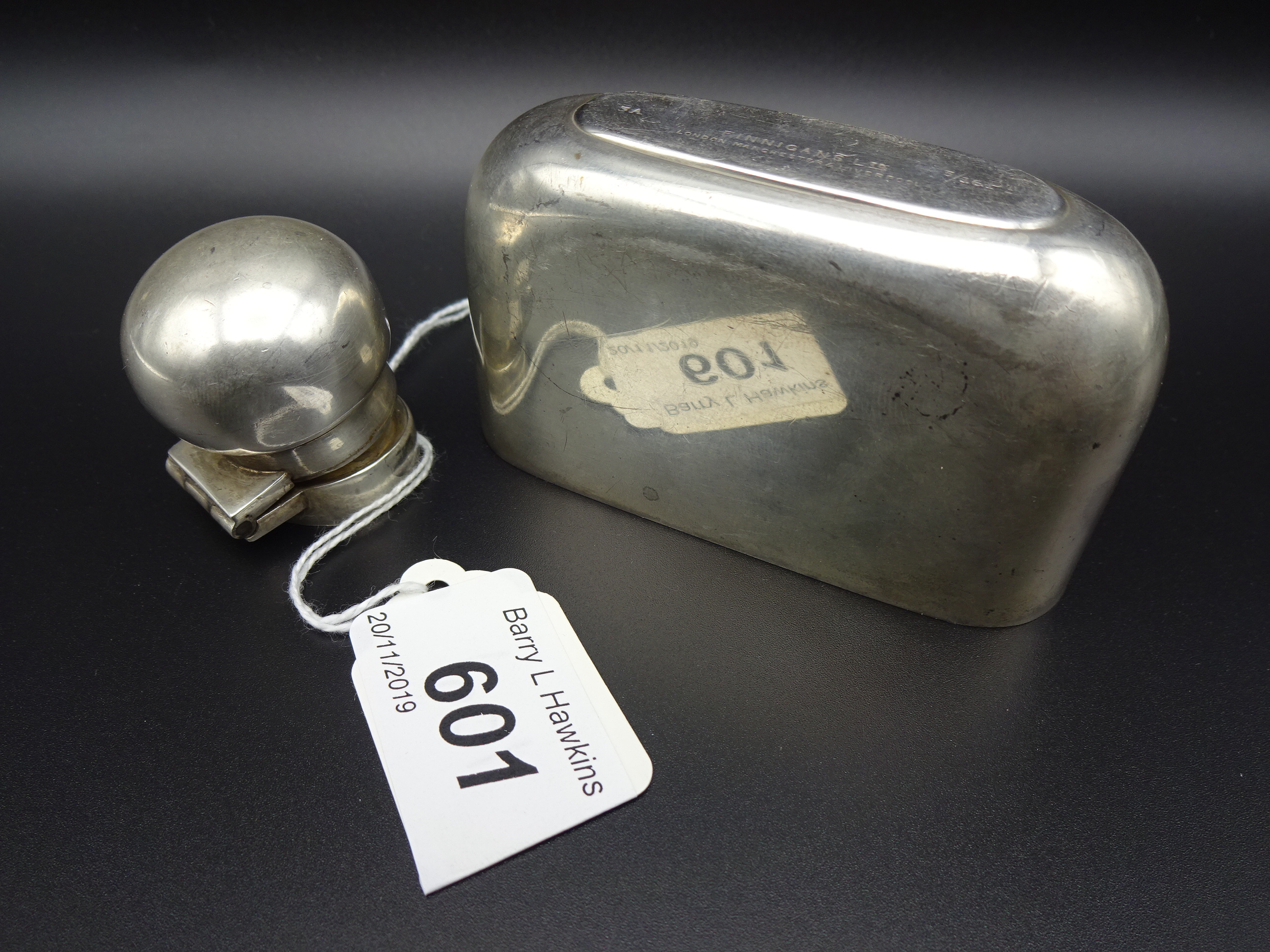 SILVER FLASK TOP AND CUP JAMES DIXON AND