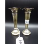 PAIR OF WEIGHTED SILVER BUD VASES BIRMIN