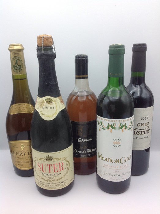 1 BOTTLE OF 1993 MOUTON CADET, 2 BOTTLES OF LE PIAT D'OR, 1 BOTTLE OF MAS DE BOUDARD, 1 BOTTLE OF