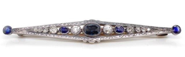 Antique diamond, sapphire and simulant brooch - Image 5 of 6