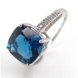 Topaz and diamond set 10ct white gold ring