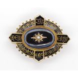 Victorian gold and enamel mourning brooch