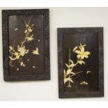 Two antique Chinese carved wood panels