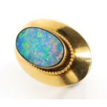 Triplet opal set gold ring