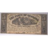 1864 The State of Georgia five dollar banknote