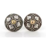 Etruscan style silver domed stud earrings