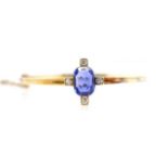 Natural sapphire and diamond set gold bangle