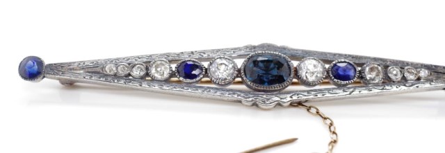 Antique diamond, sapphire and simulant brooch - Image 3 of 6