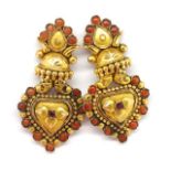 Indian gold and orange hardstone earrings