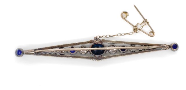 Antique diamond, sapphire and simulant brooch - Image 6 of 6