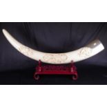 Vintage Chinese ivory carved tusk