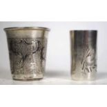 Two antique Russian Moscow silver vodka cups