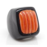 Coral set ebony ring