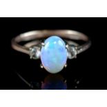 Opal and spinel set 9ct rose gold ring