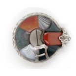 Victorian silver and agate buckle brooch
