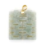 Oriental carved jade pendant and gold bail