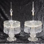 Pair of antique cut crystal centre pieces