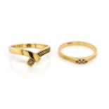 Two 9ct yellow gold diamond rings