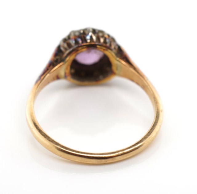 Antique amethyst and diamond set gold ring - Bild 2 aus 2