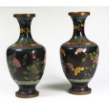 Pair vintage Chinese cloisonne mantle vases